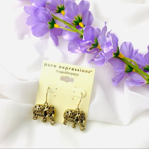 🌹PURE EXPRESSION Hypo Allergenic Elephant charm pendant goldtone dangle … - Picture 2 of 8
